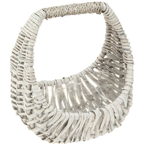 Prodotto Cestino con manico, cestino in vimini, grigio lavato, H43/34/27cm, set da 3