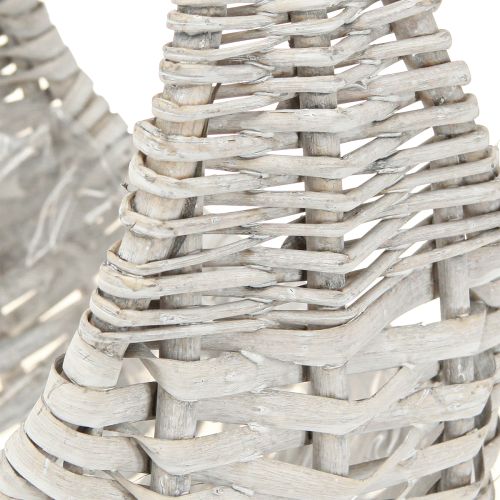 Prodotto Cestino con manico, cestino in vimini, grigio lavato, H43/34/27cm, set da 3