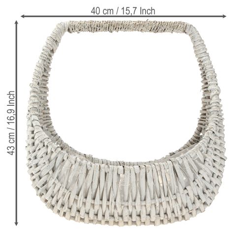 Prodotto Cestino con manico, cestino in vimini, grigio lavato, H43/34/27cm, set da 3