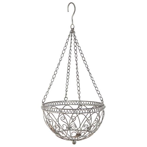 Floristik24 Cestino sospeso in metallo con fiori in stile antico Ø25cm H56cm