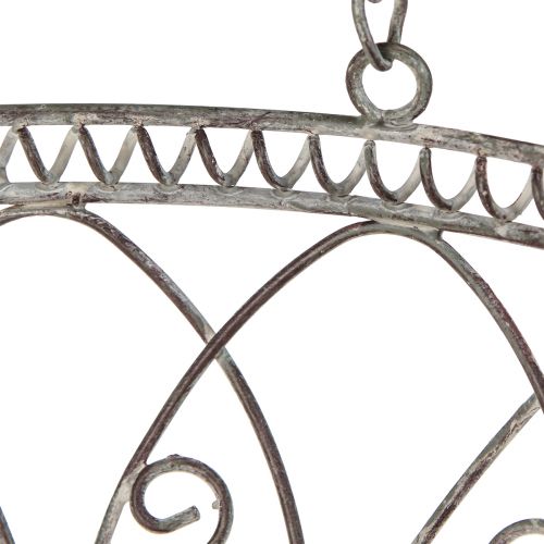 Floristik24 Cestino sospeso in metallo con fiori in stile antico Ø25cm H56cm