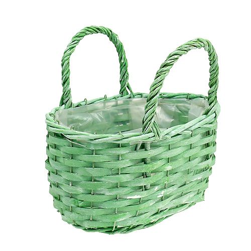 Floristik24 Cesto da piantagione ovale verde 25 cm x 17 cm H14,5 cm