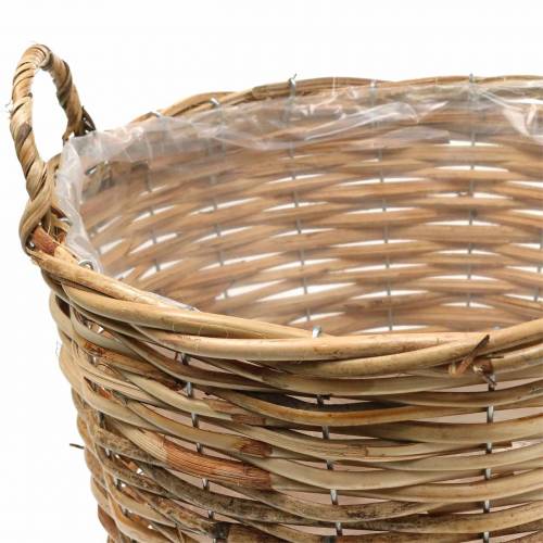 Floristik24 Cesto in vimini con manici marrone Ø48 / 43/37 / 33cm set di 4 fioriere decoro