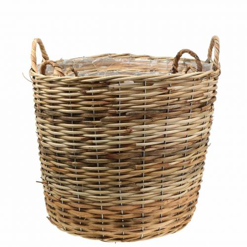 Floristik24 Cesto in vimini con manici marrone Ø48 / 43/37 / 33cm set di 4 fioriere decoro