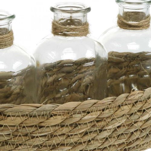 Prodotto Cesto decorativo con 3 bottiglie decorazione da tavola alghe naturali 22×11,5×14 cm