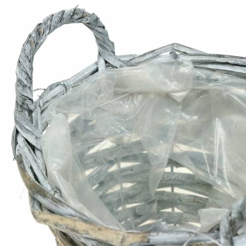 Floristik24 Cestino intrecciato bianco grigio Ø17cm alto 12cm con manici