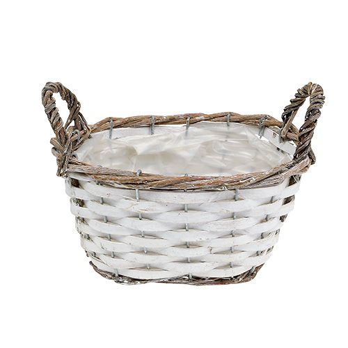 Floristik24 Cestino con manici ovali naturale, bianco 20 x 14 cm
