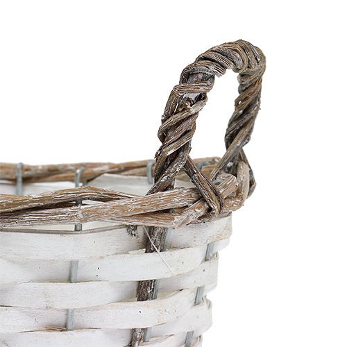 Floristik24 Cestino con manici ovali naturale, bianco 20 x 14 cm