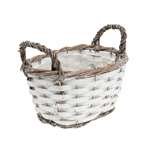 Floristik24 Cestino con manici ovali naturale, bianco 20 x 14 cm