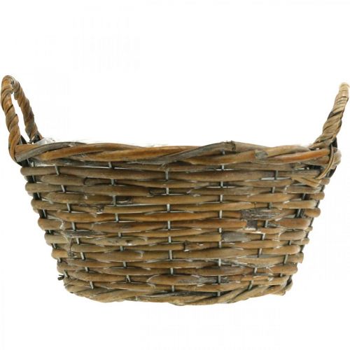 Prodotto Fioriera, cestino con manici Shabby Chic Natural, bianco lavato H14cm Ø30cm