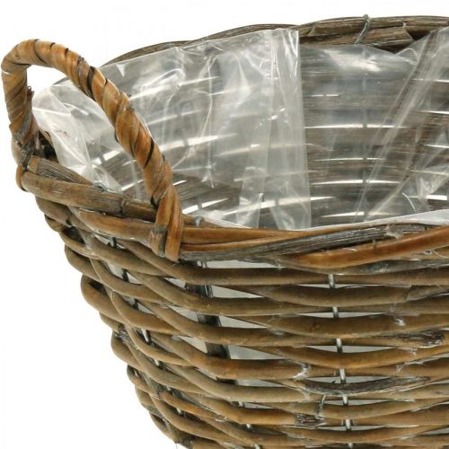 Prodotto Fioriera, cestino con manici Shabby Chic Natural, bianco lavato H14cm Ø30cm