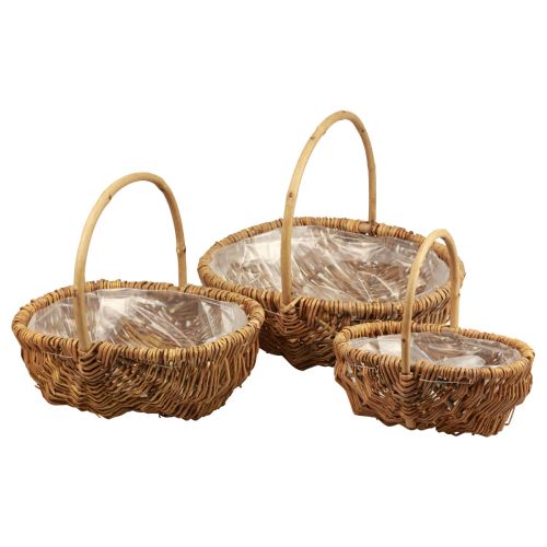 Floristik24 Cestino per piante cesto intrecciato con manico naturale 33/28/22 cm set da 3