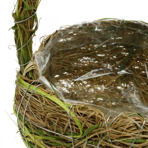 Floristik24 Cesto per piante con manici rafia e cesto verde fieno primavera 16×22/21×27 cm set da 2