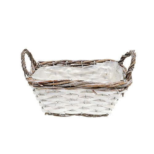Floristik24 Cestino quadrato con manici bianco naturale 22 x 14 cm