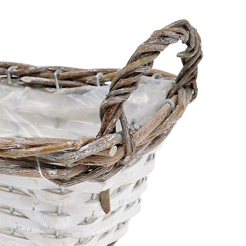 Floristik24 Cestino quadrato con manici bianco naturale 22 x 14 cm