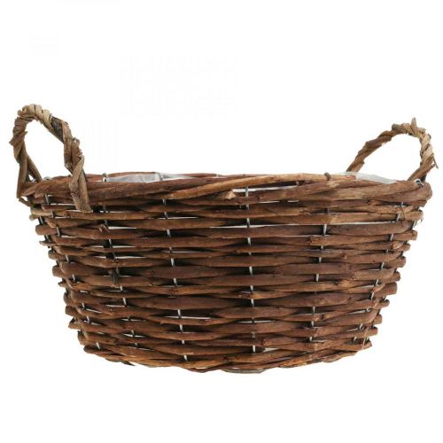 Floristik24 Cesto intrecciato con manici Cesto per piante Cesto decorativo Ø29×H13cm
