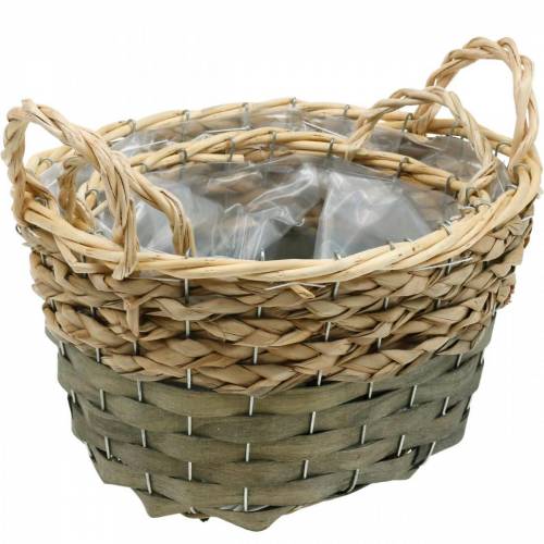 Prodotto Cesto intrecciato ovale per piante natura, grigio 29/24 cm set di 2