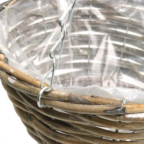 Floristik24 Ciotola per appendere, cesto per piantare naturale, bianco lavato H13cm Ø25cm