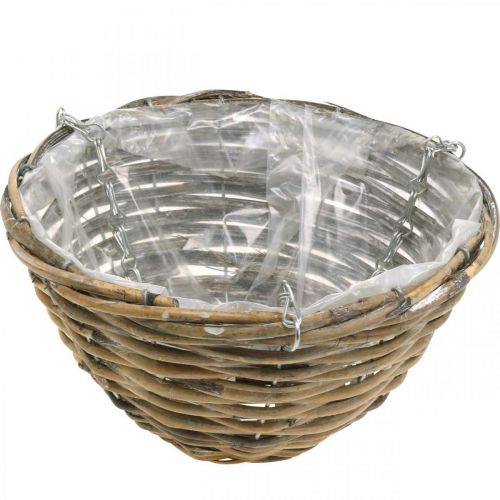 Floristik24 Ciotola per appendere, cesto per piantare naturale, bianco lavato H13cm Ø25cm