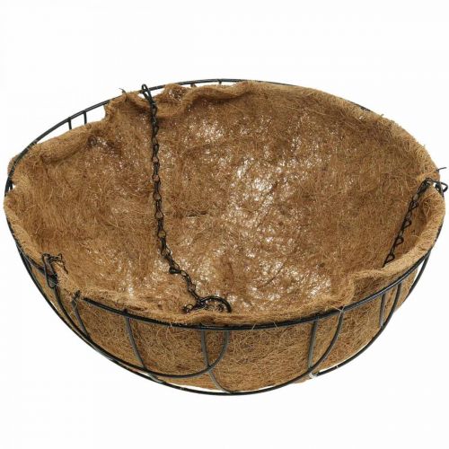 Prodotto Cesto pensile, vaso per piante in metallo fibra di cocco naturale, nero H20.5cm Ø40.5cm