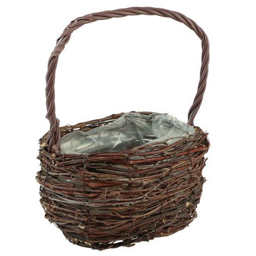 Cesto con manico cesto per piante in betulla con lamina H28,5 cm