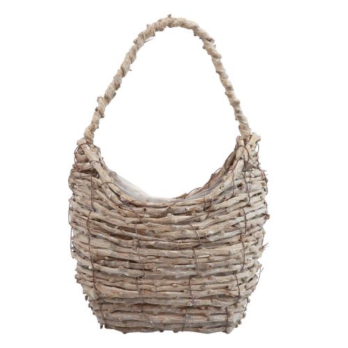 Prodotto Cestino con manico in vimini lavato bianco 18×11×11cm