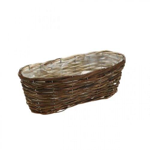 Floristik24 Cesto per piantare, addobbi floreali, cesto in legno naturale L35cm 11.5cm