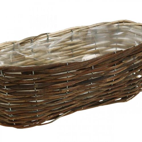 Floristik24 Cesto per piantare, addobbi floreali, cesto in legno naturale L35cm 11.5cm