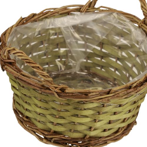 Prodotto Cestino rotondo per piante intrecciate con manici verde Ø24cm H17cm