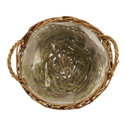 Prodotto Cestino rotondo per piante intrecciate con manici verde Ø24cm H17cm