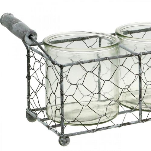 Floristik24 Lanterna vaso di vetro vintage Deco in cesto di filo bianco 32×10,5 cm