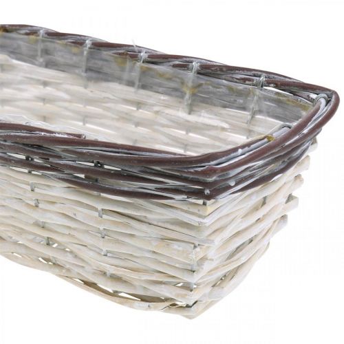 Floristik24 Cesto decorativo bianco, vaso per piante marrone bicolore 32×13,5×9,5 cm