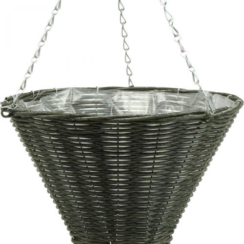Floristik24 Borsa a cono di luce Basket grigia Ø35cm H37cm