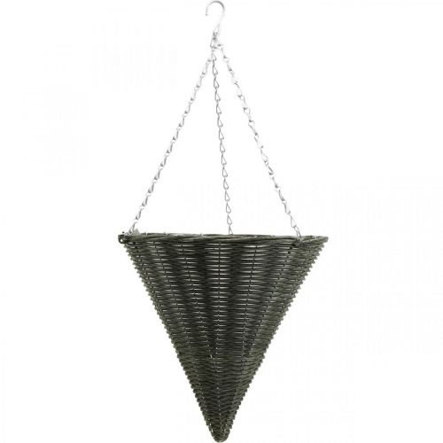 Floristik24 Borsa a cono di luce Basket grigia Ø35cm H37cm