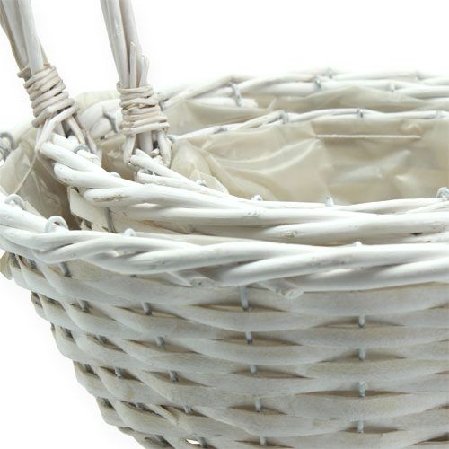 Floristik24 Set cestini x 3 con manici rotondi bianchi Ø18, 23, 29 cm