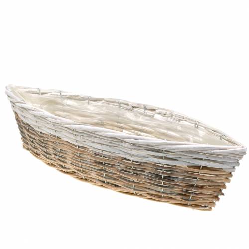 Floristik24 Cestino barche bianco, natura 55cm x 17cm