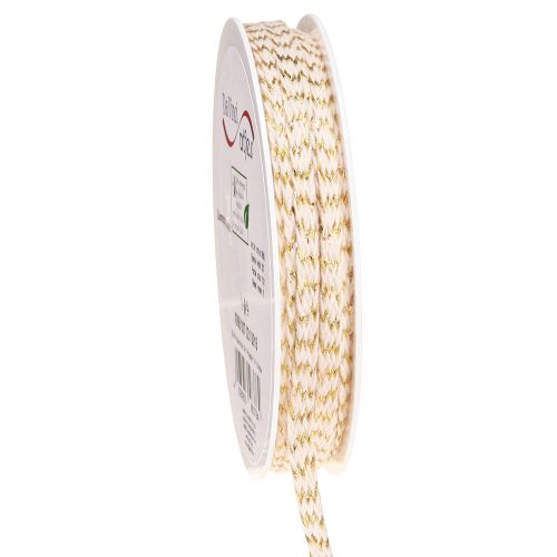Prodotto Nastro di cotone color oro e crema in cordoncino 7 mm 15 m