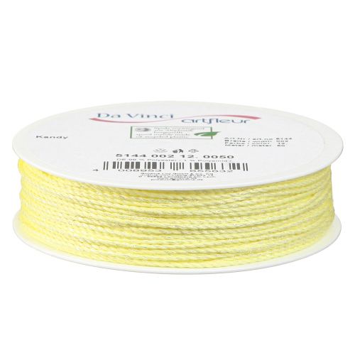 Prodotto Cordoncino giallo con cordoncino decorativo in mica iridescente 15mm 50m