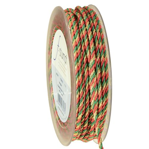 Cordino decorativo rosso verde oro cordino tricolore nastro 3mm 25m