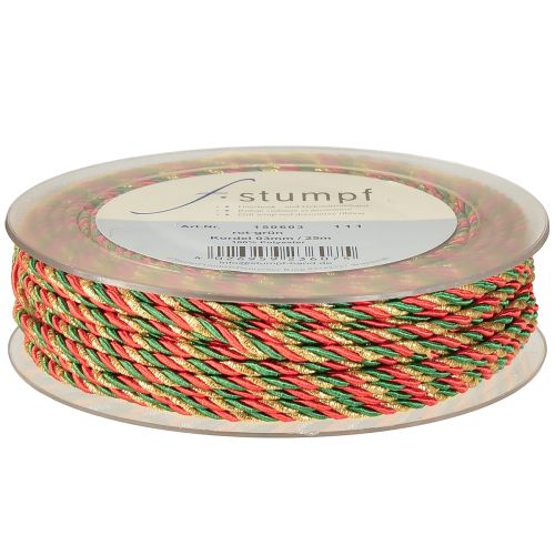 Prodotto Cordino decorativo rosso verde oro cordino tricolore nastro 3mm 25m