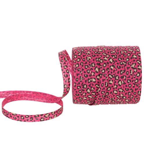 Nastro decorativo, stampa leopardata, rosa, nastro arricciabile per confezioni regalo e lavori creativi, 10 mm, 100 m