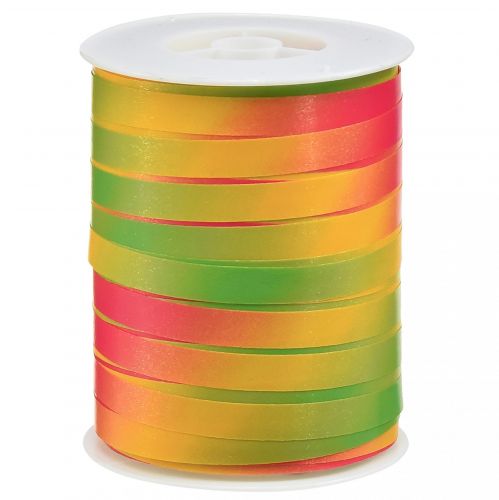 Floristik24 Nastro arricciacapelli nastro regalo sfumato colorato verde, giallo, rosa 10 mm 250 m