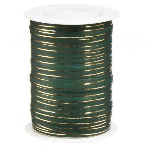 Nastro arricciacapelli nastro regalo verde con strisce dorate 10 mm 250 m