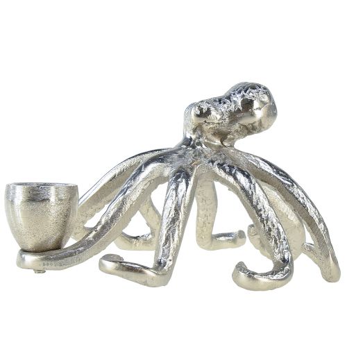 Floristik24 Portacandele decorativo marittimo polpo in metallo argento Ø14cm H9cm