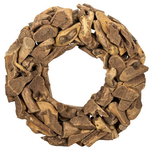 Ghirlanda decorativa rotonda, realizzata con pezzi di legno naturale, 35 cm di diametro. acquistare | Floristik24.it