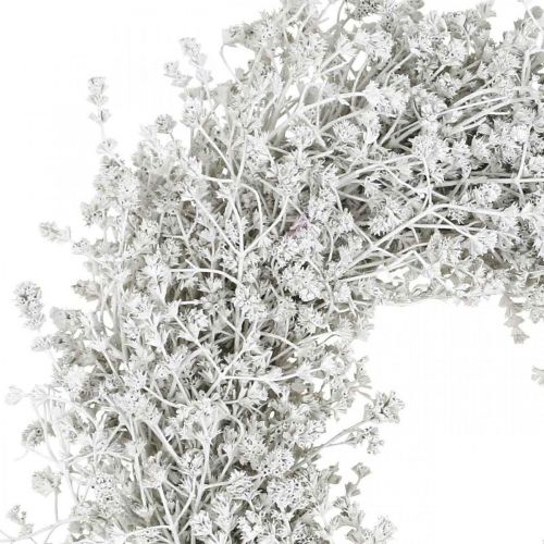 Prodotto Ghirlanda natalizia Ghirlanda di fiori bianchi essiccati in lino Ø34cm