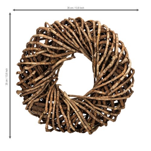 Ghirlanda realizzata con ramoscelli naturali, ghirlanda rotonda in rattan per lavori creativi, 35 cm | Floristik24.it
