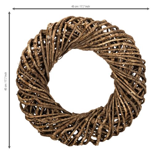 Ghirlanda decorativa realizzata con rami naturali, ghirlanda in rattan, rotonda, grande, 45 cm. | Floristik24.it