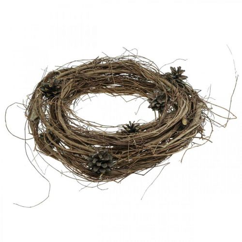 Prodotto Corona naturale rami di olmo coni corona decorativa natura Ø35cm H8cm