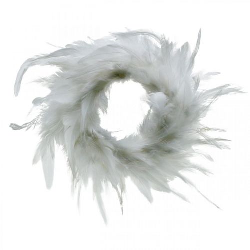 Ghirlanda di piume bianche piccole Ø11 cm Decorazione pasquale con vere piume